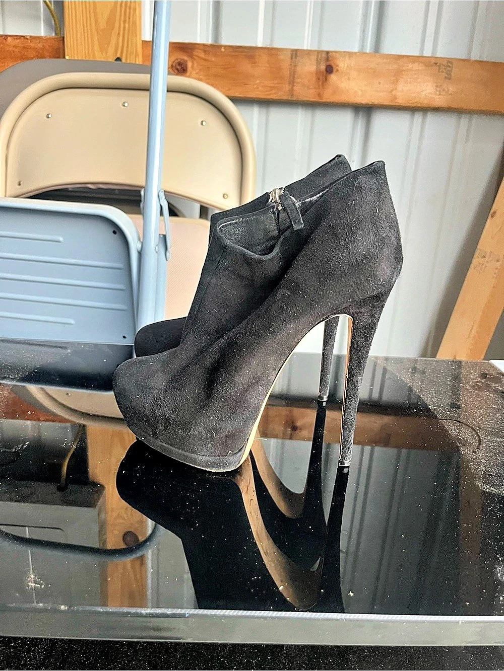Giuseppe Zanotti Black Suede Platform Stiletto Booties